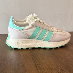 Adidas Women's Cream and Teal Sneakers